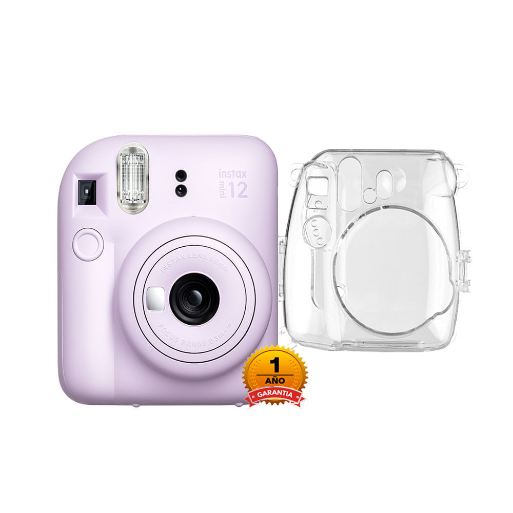 Camara Fujifilm Instax Mini 12 Lila+Estuche Transparente