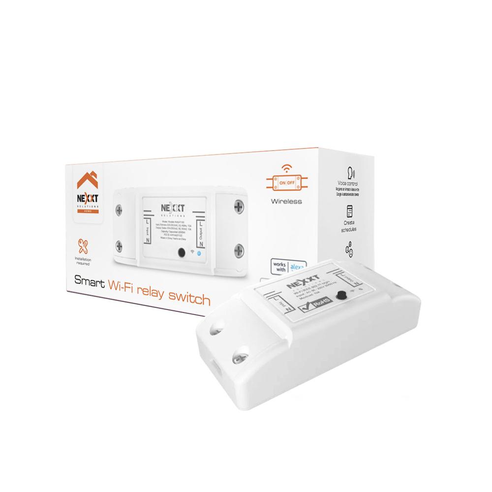 Interruptor de relé Wi-Fi inalámbrico Nexxt NHE-R100 2200W Activación por voz