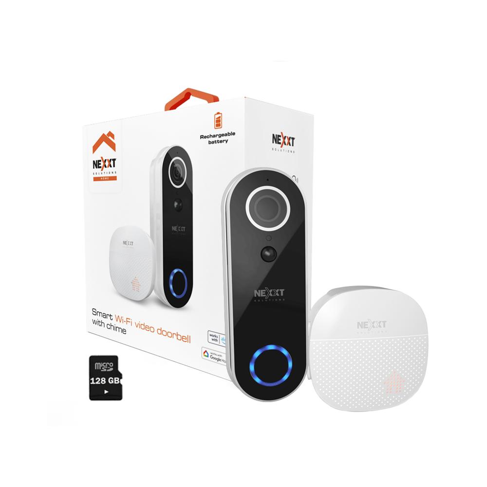 Timbre Smart con Cámara Nexxt NHC-D100 FULLHD Comunicación 2vías alarma SD128GB