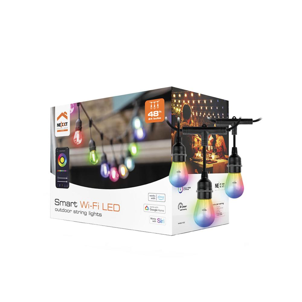 Guirnalda de luces Wifi Nexxt NHB-O100 Exterior 24 luces multicolor y blancas