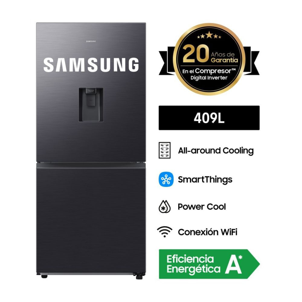 Refrigeradora Samsung RB45DG6300B1PE Bottom Freezer Digital Inverter 409L Negro