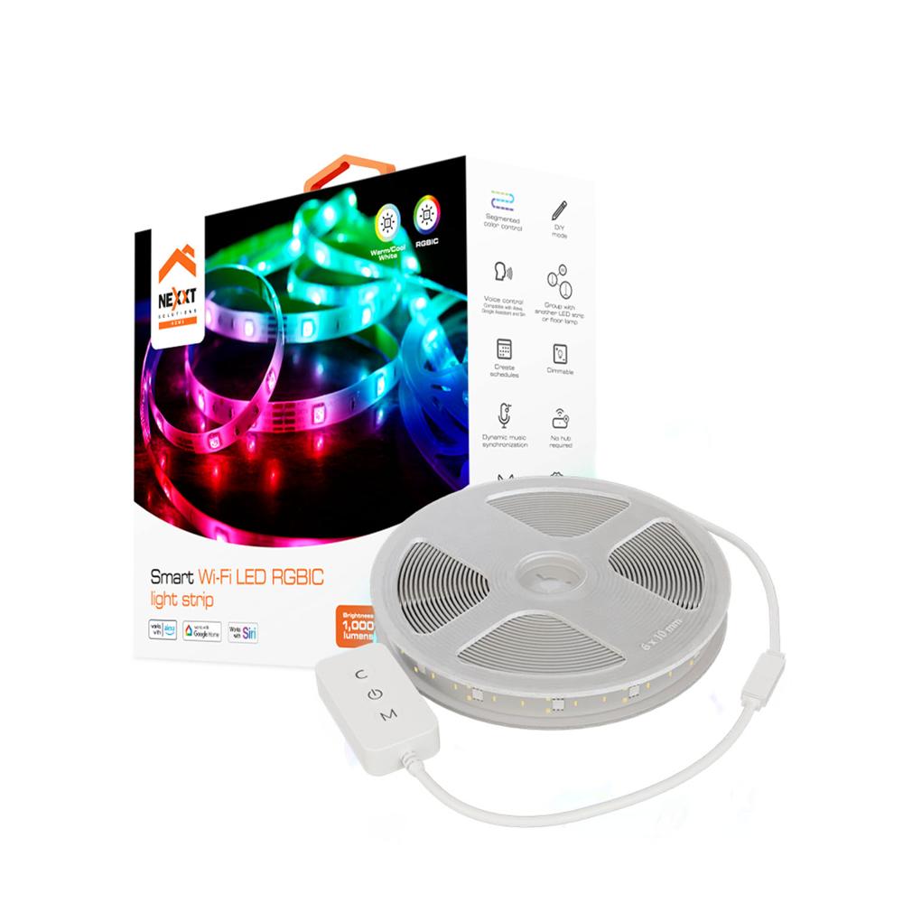 Cinta luz LED RGBIC Nexxt NHB-S613 Control de colores Sincronización Música 5M