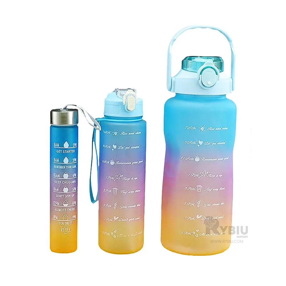 Set de 3 Envases de 2L 1L y 300 ml Celeste Y+Regalo Agendita