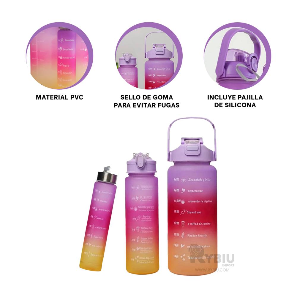 Botella Funcional Util con Tapa Morado Y+Post-it Adhesivos