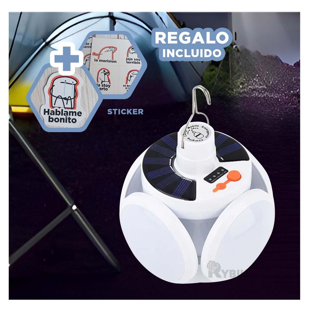 Foco Ergonomico para Viajes con Panel Solar Y+Stickers