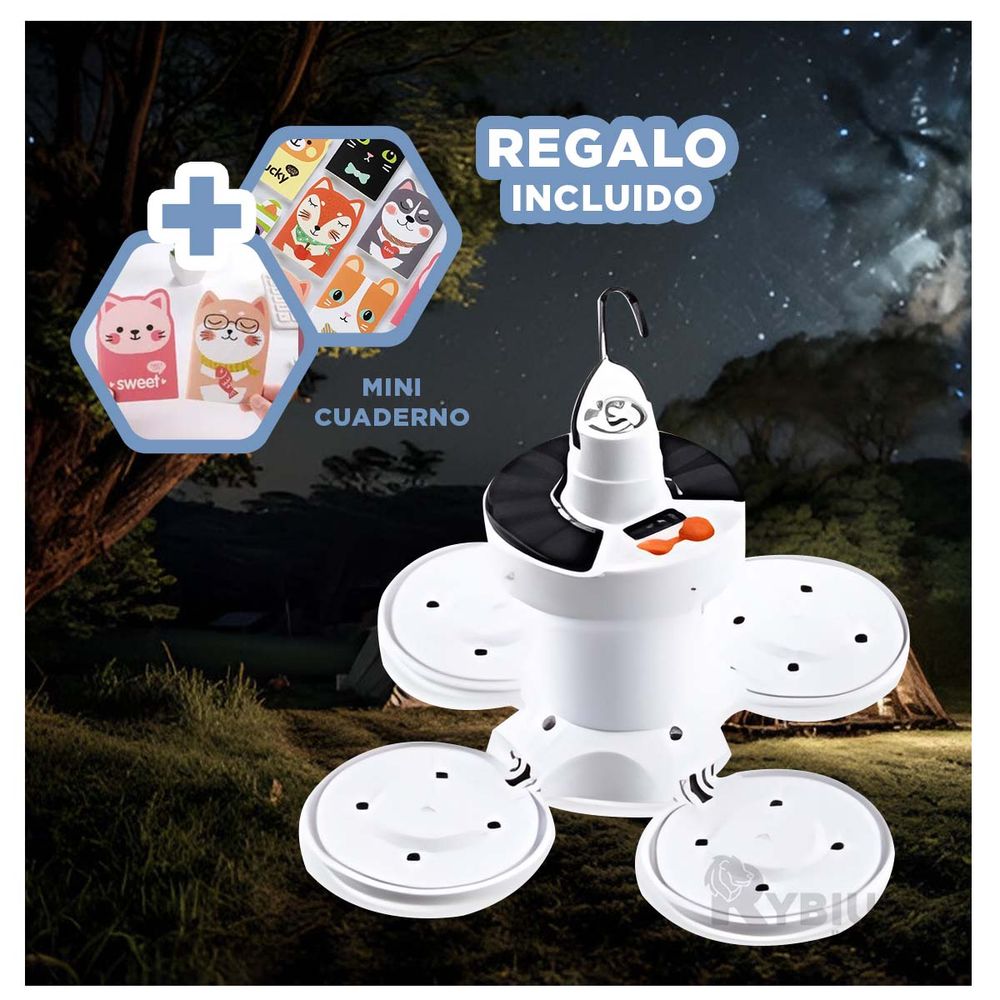 Foco Practico y Rechargeable con Panel Solar Y+Agendita