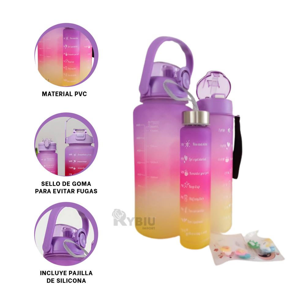 Set de Bidones Trio para Excursiones Morado Y+Gift Stickers