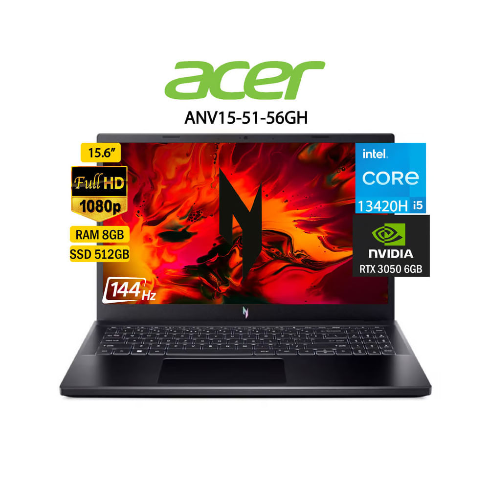 Laptop Acer Nitro V 15 ANV15-51-56GH Intel Core I5-13420H 8GB Ram 512GB SSD 15.6” FHD 144 HZ