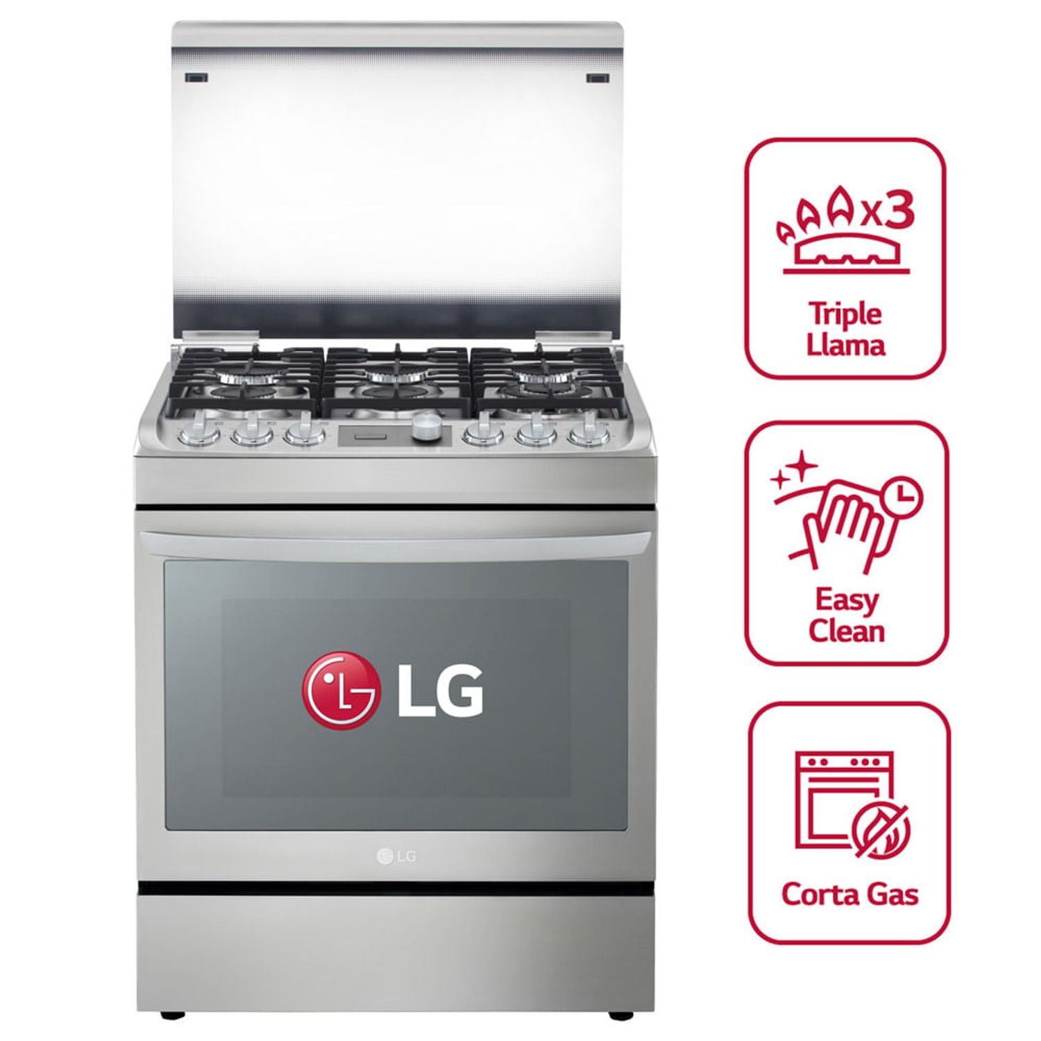 Cocina a Gas LG RSG315T con 6 Hornillas Plateada | Oechsle.pe - Oechsle