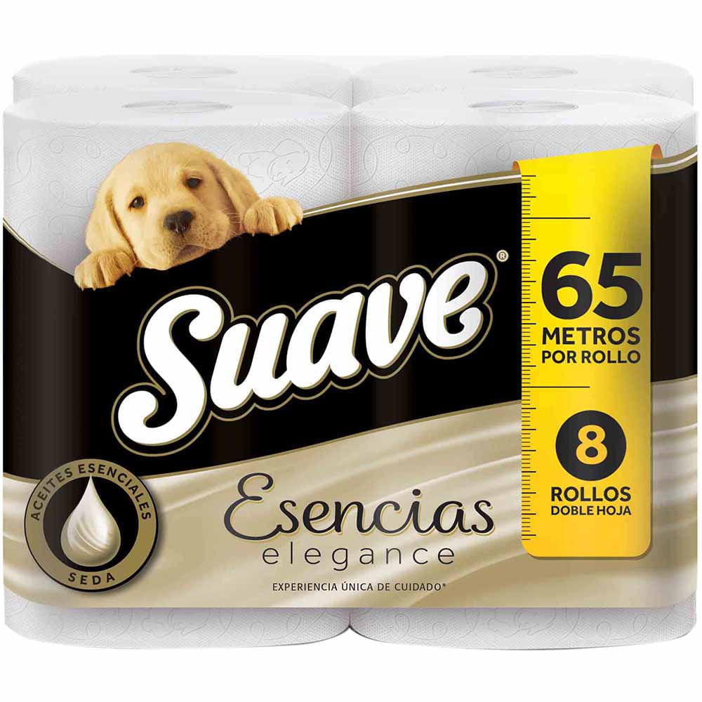 Papel Higiénico SUAVE Esencias Doble Hoja 65 metros Paquete 8un