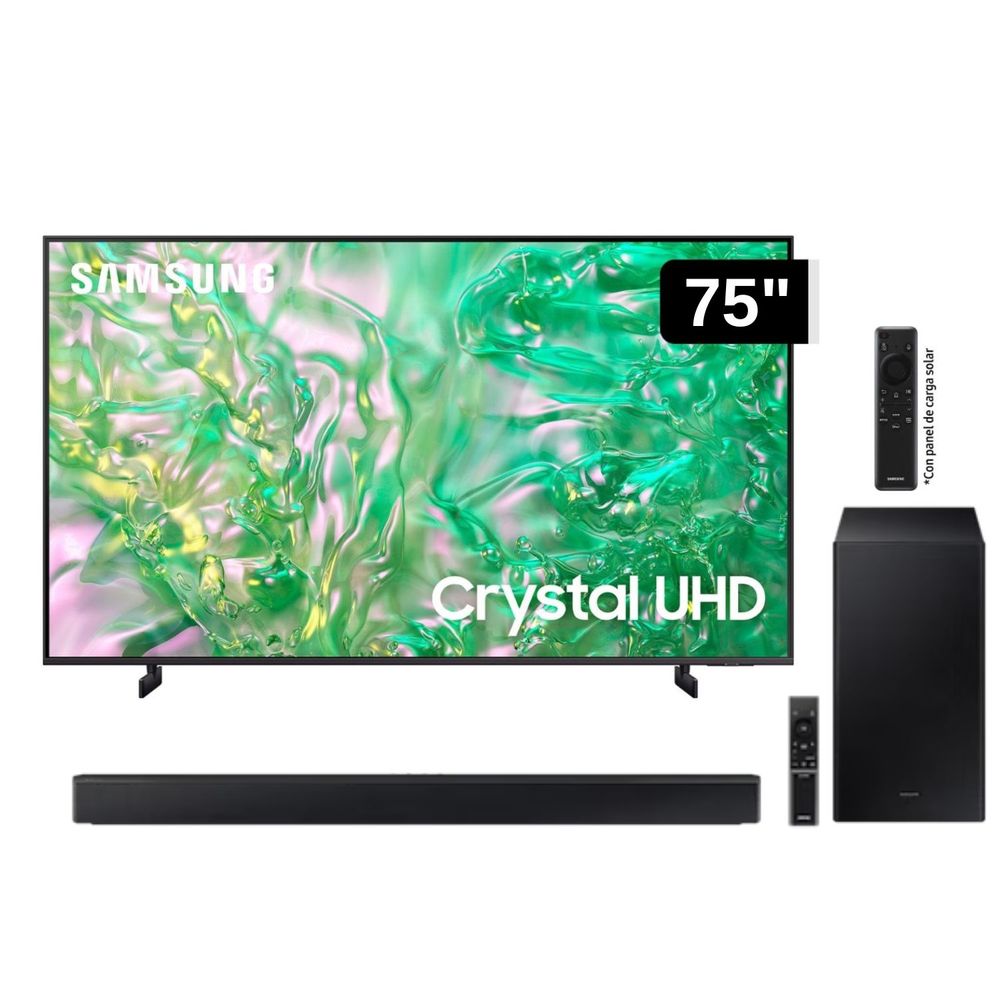 Televisor Samsung LED Smart TV 75 Crystal UHD 4K- UN75DU8000GXPE + Soundbar HW C450