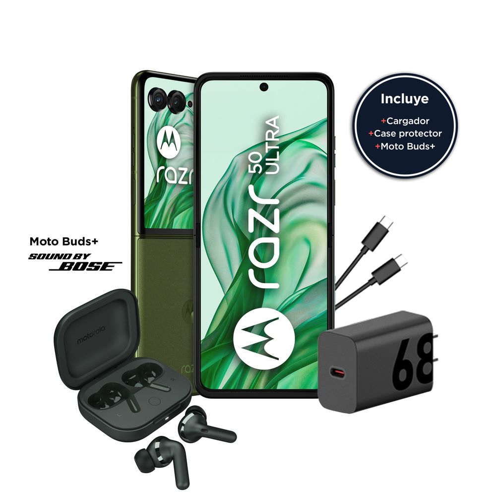 Celular Motorola Razr 50 Ultra  6.9"" 12GB RAM 512GB Verde + Motobuds