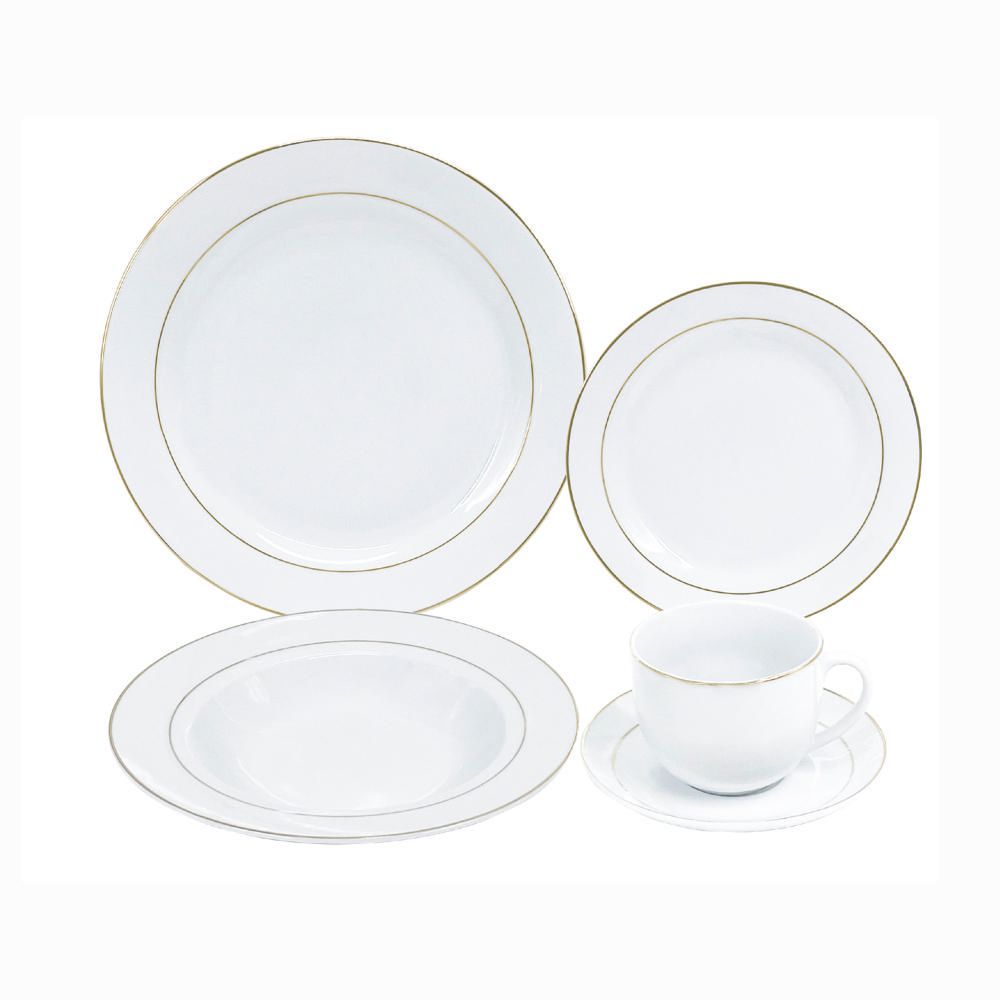 Juego De Vajilla Borde Dorado 20 Piezas