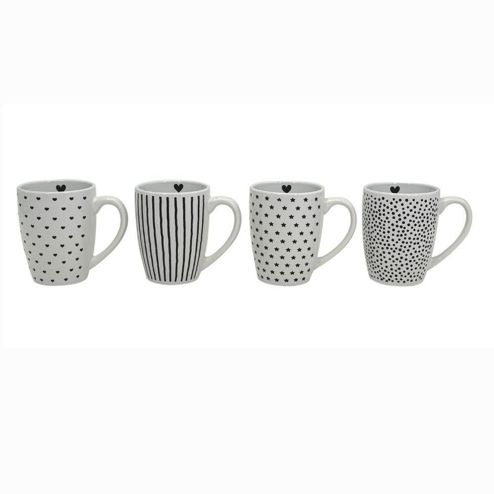 Set X4 Mugs B&W Print