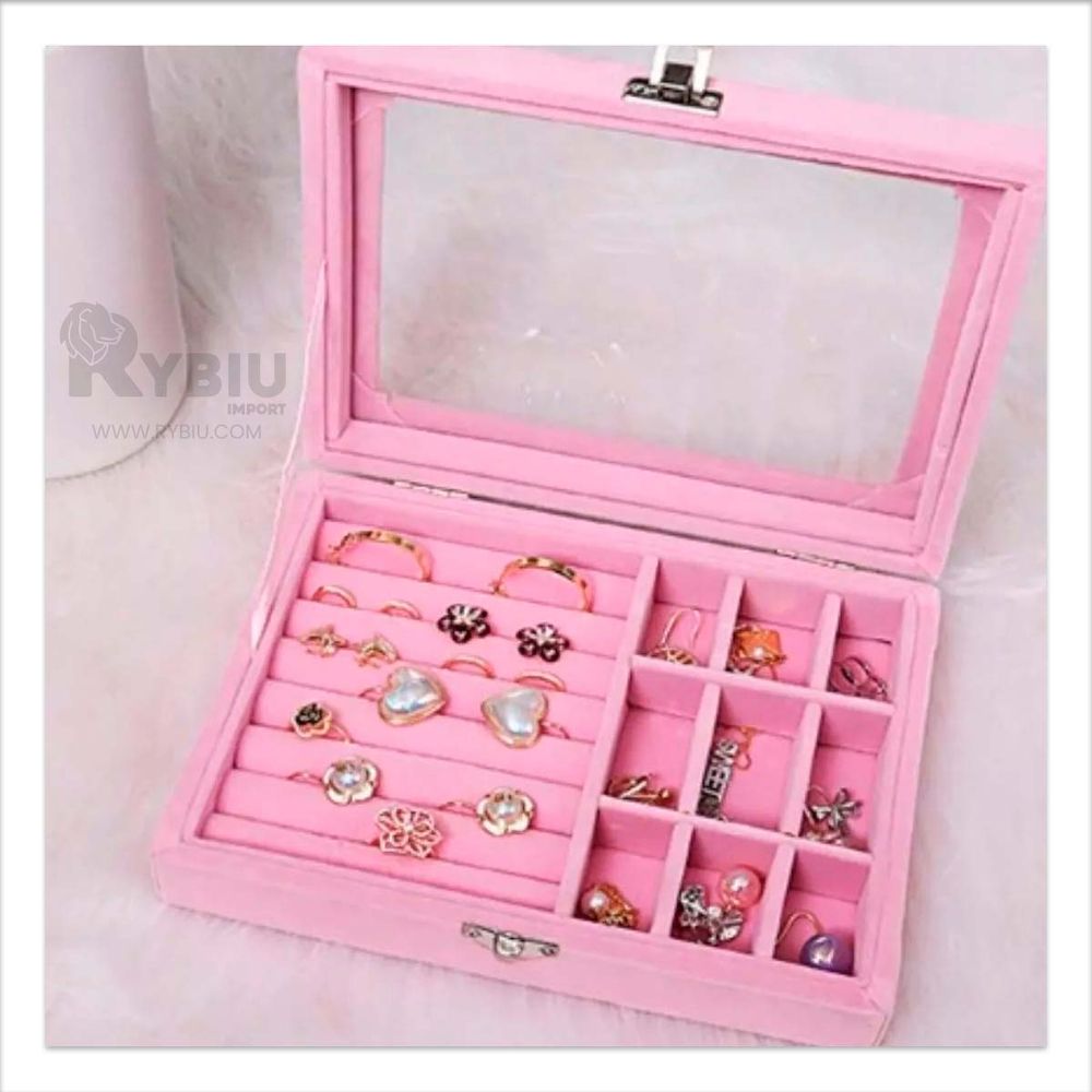 Joyero Organizador para Señoritas de Cuero de Color Rosado