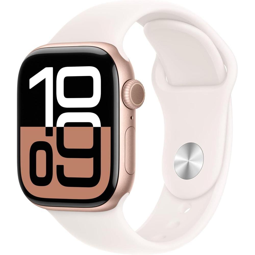 Apple Watch Series 10 Aluminum 42mm GPS Sport Band - Finish - Rose Gold -Light Blush M/L