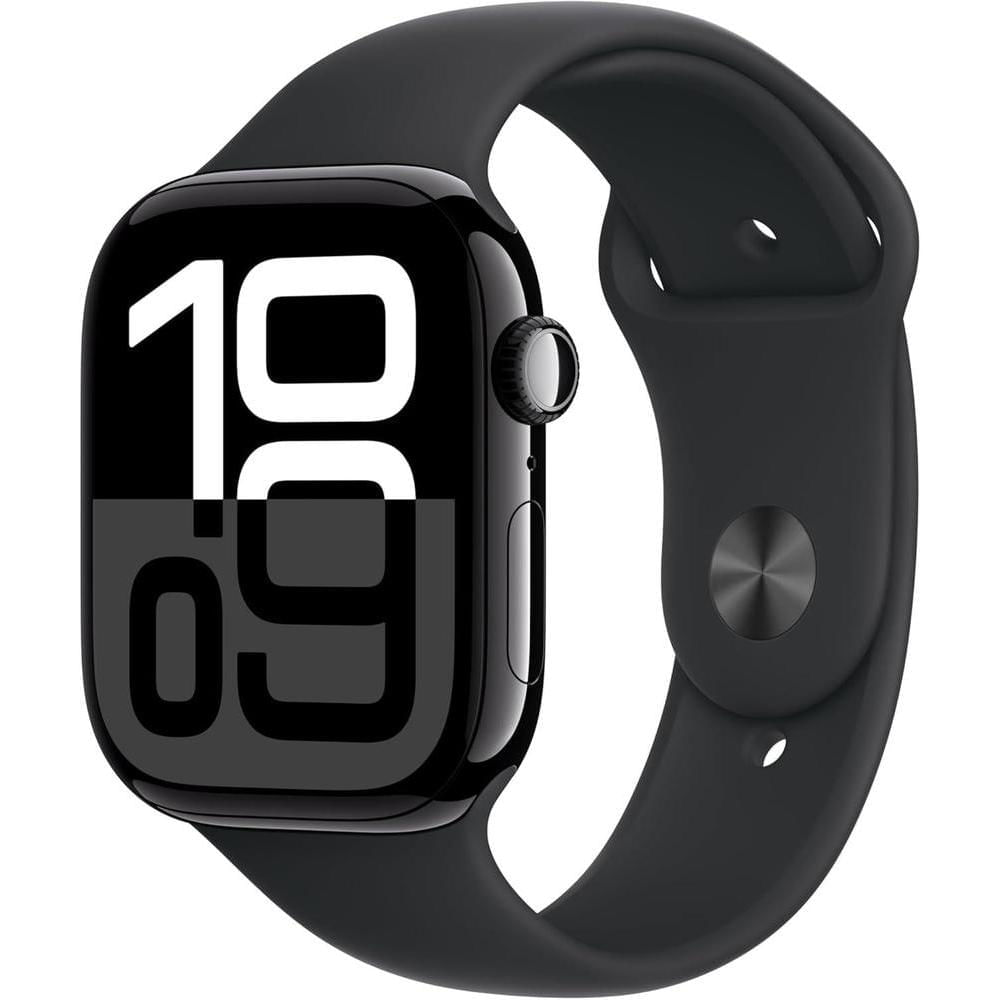 Apple Watch Series 10 Aluminum 46mm GPS Sport Band - Finish - Jet Black -Black M/L