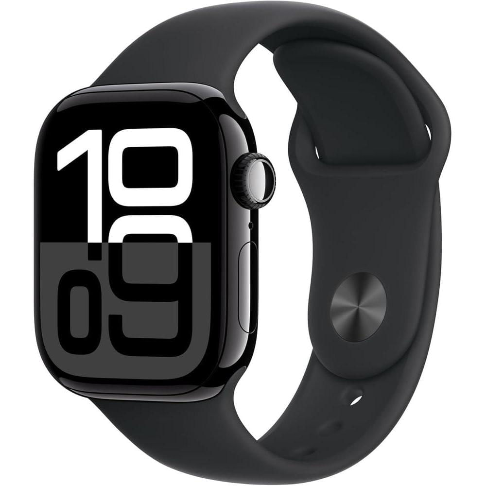 Apple Watch Series 10 Aluminum 42mm GPS Sport Band - Finish - Jet Black-Black M/L
