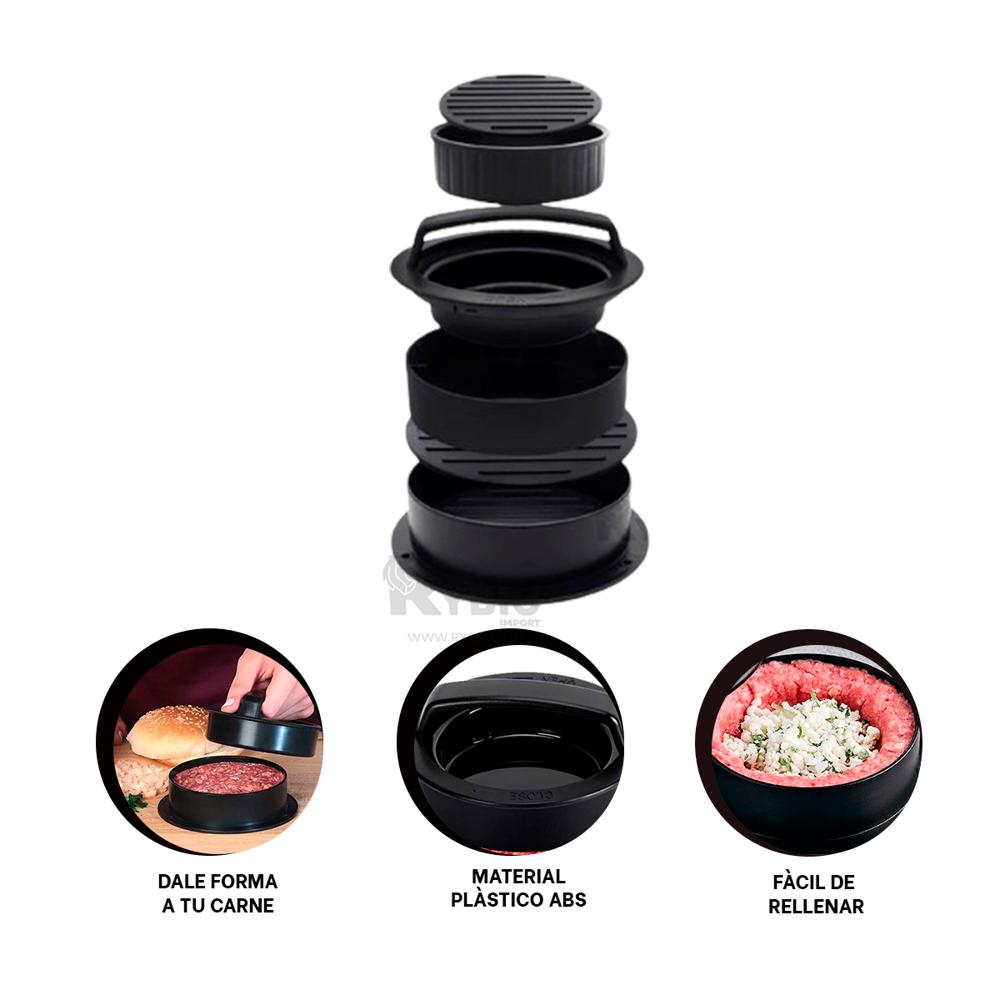 Modelo Moldeador de Hamburguesa Negro Y+Banderitas Adhesivas