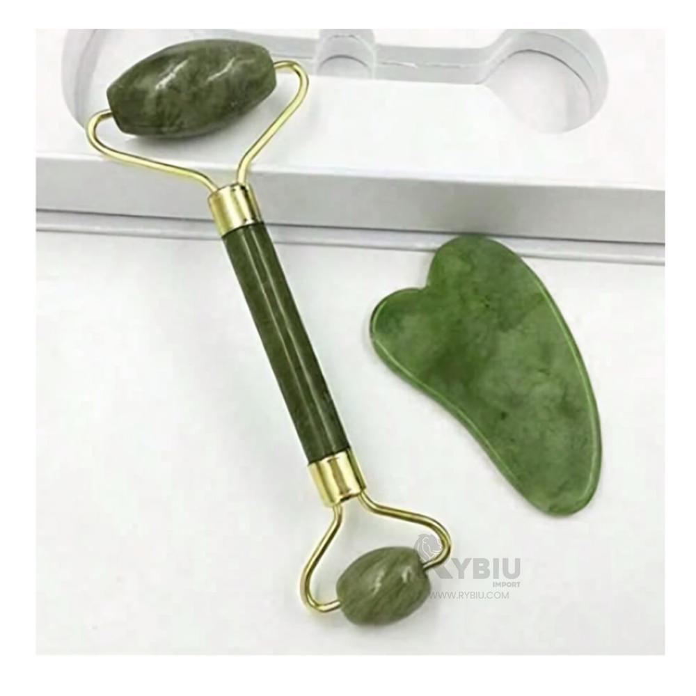 Masajeador Piedra Jade para Masajes Verde Y+Papel de Regalo