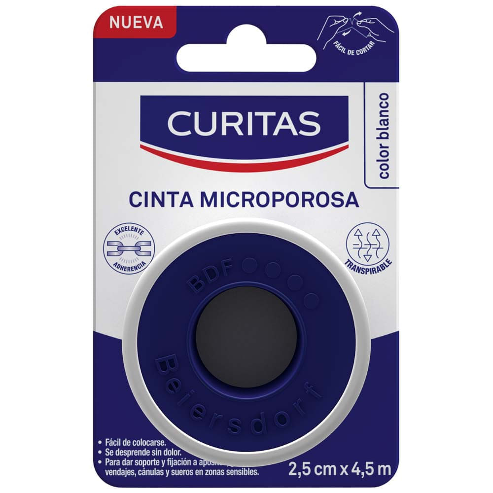 Cinta Microporosa CURITAS Color Blanco 2.5cm x 4.5m