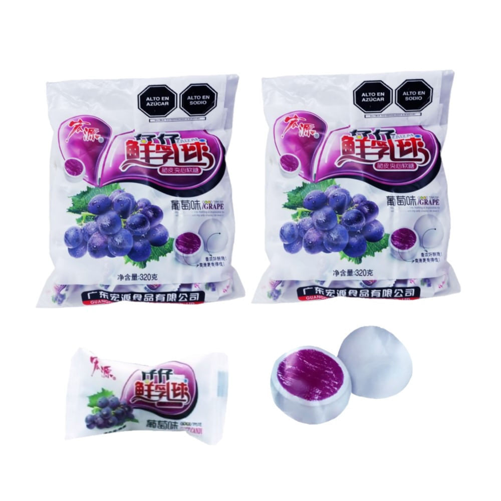 Pack 2u Caramelos Cremoso De Leche Relleno Sabor Uva de 320gr