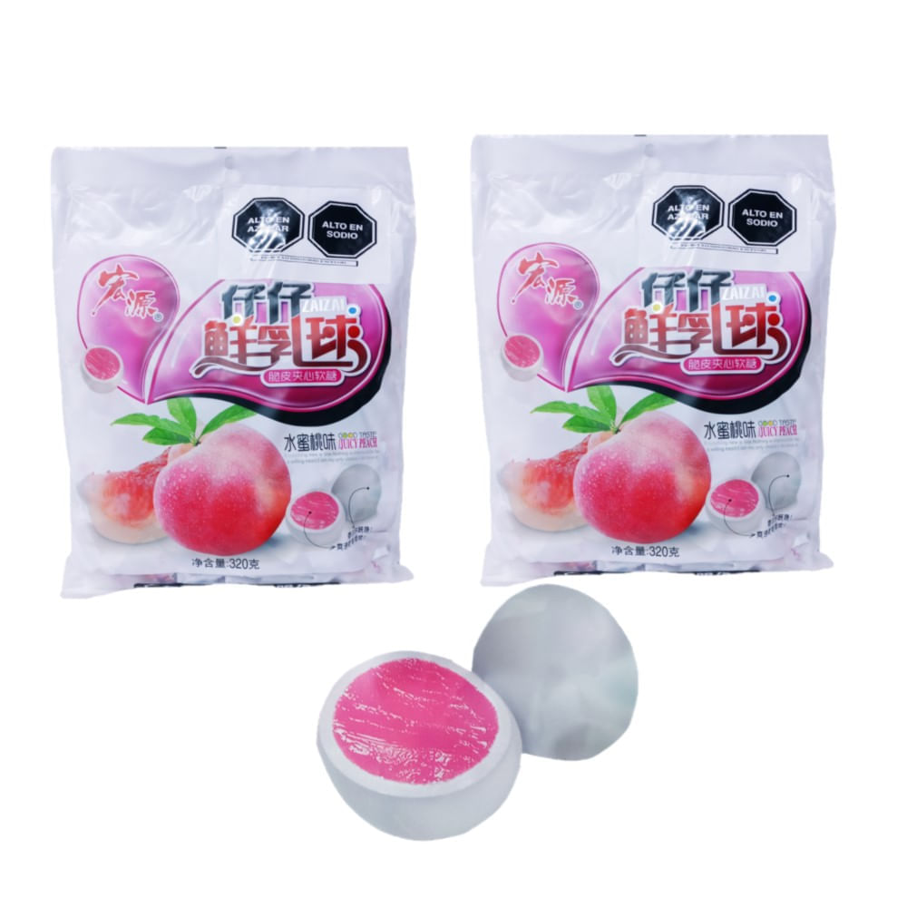 Pack 2u Caramelos Cremoso De Leche Relleno Sabor Durazno de 320gr