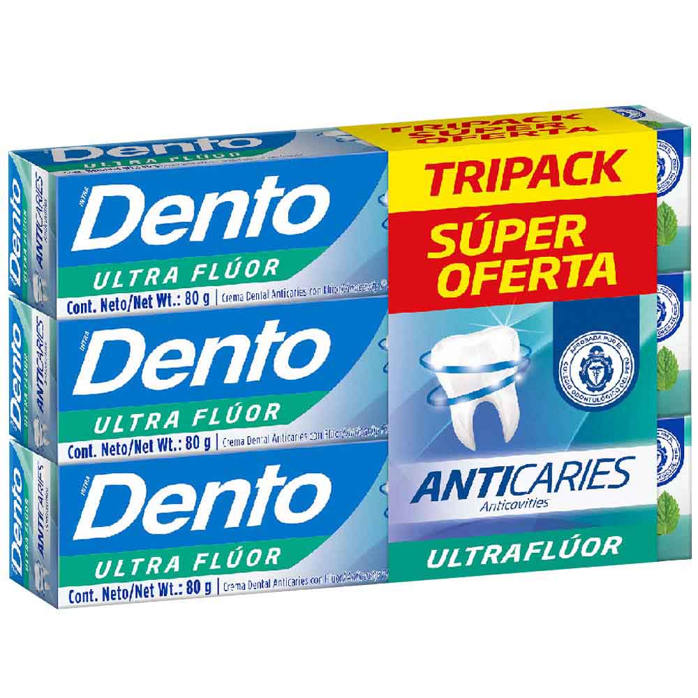 Pasta Dental DENTO Anticaries Tripack Caja 80g