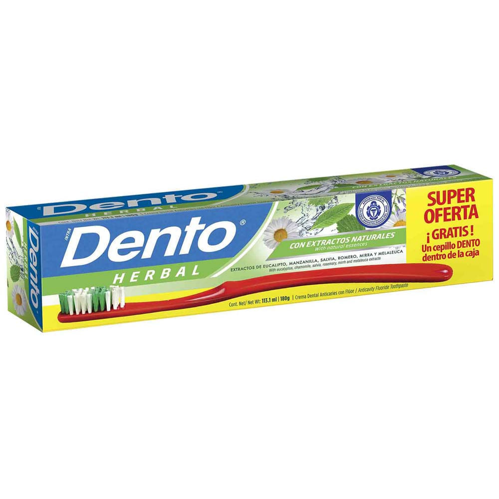 Pasta Dental DENTO Herbal 180gr + Cepillo