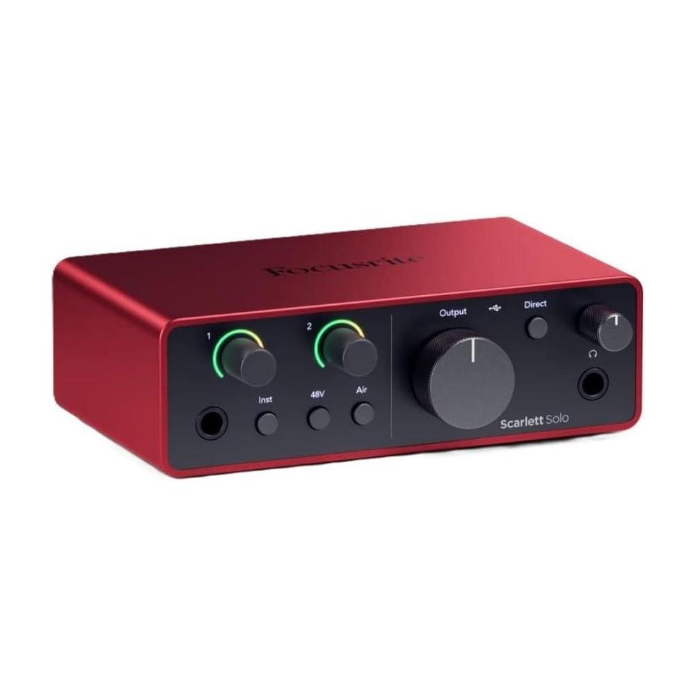 Interfaz Focusrite Scarlett Solo, USB de 4ª generación ideal para grabación.