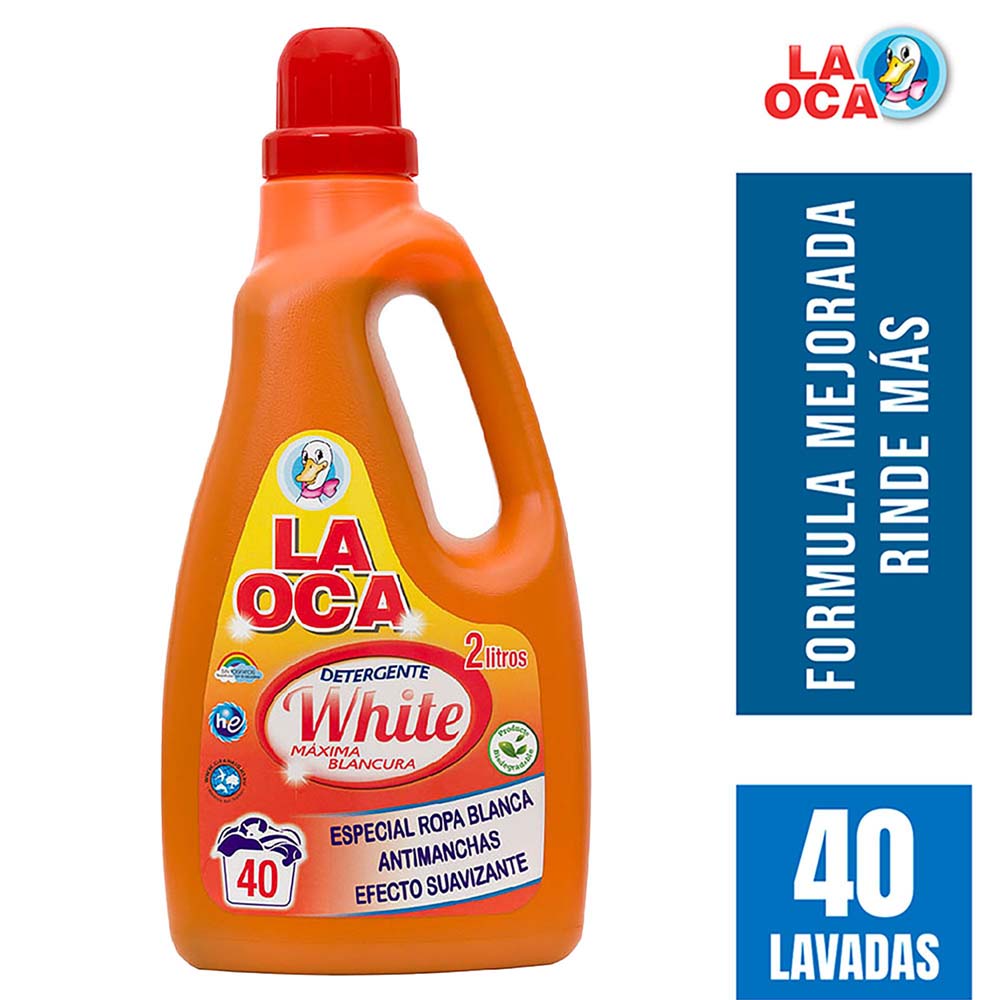 Detergente Líquido LA OCA White Ropa Blanca Frasco 2L