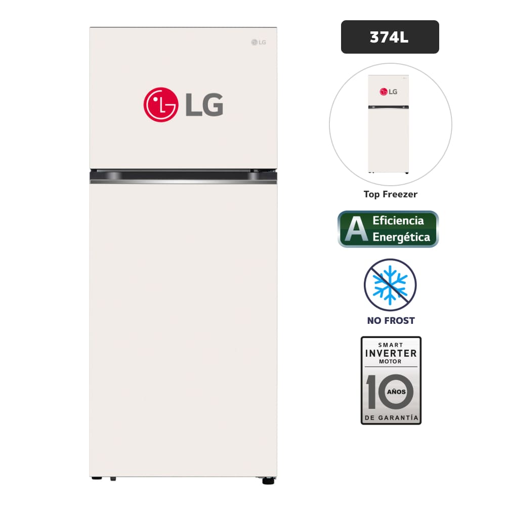 Refrigeradora LG 374L No frost VT37BPB Beige Natural