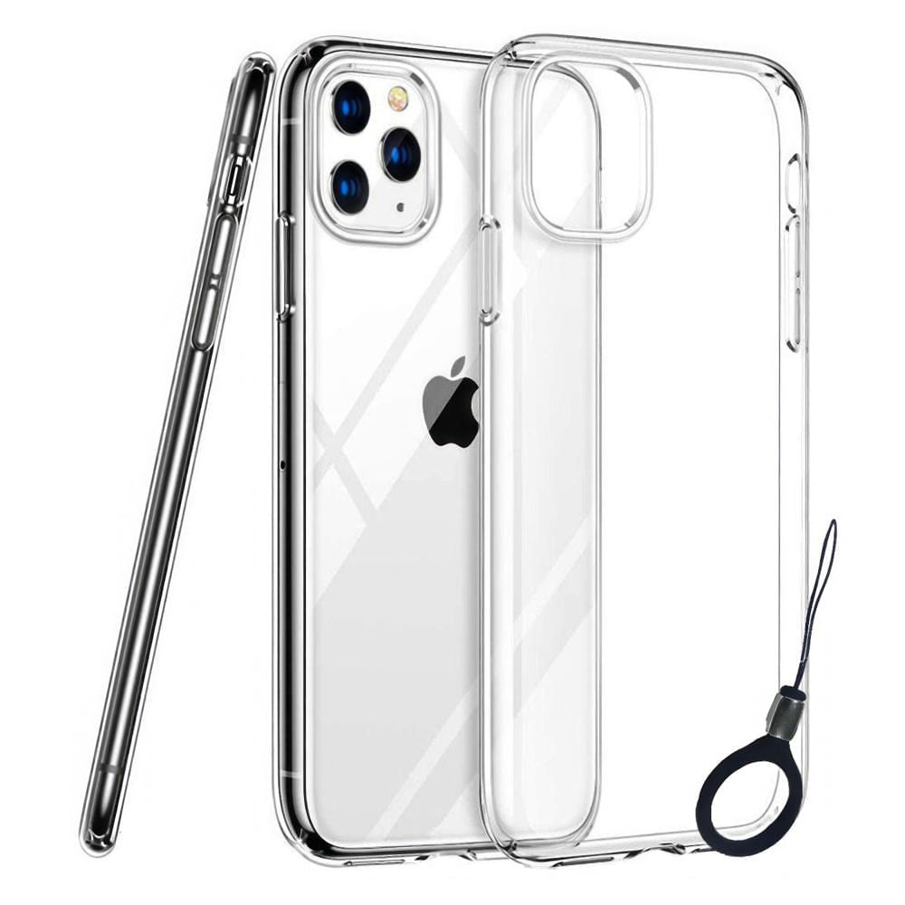 Pack X 2 Und Case Funda iPhone 11 pro 5.8 Transparente + Aro Sujetador