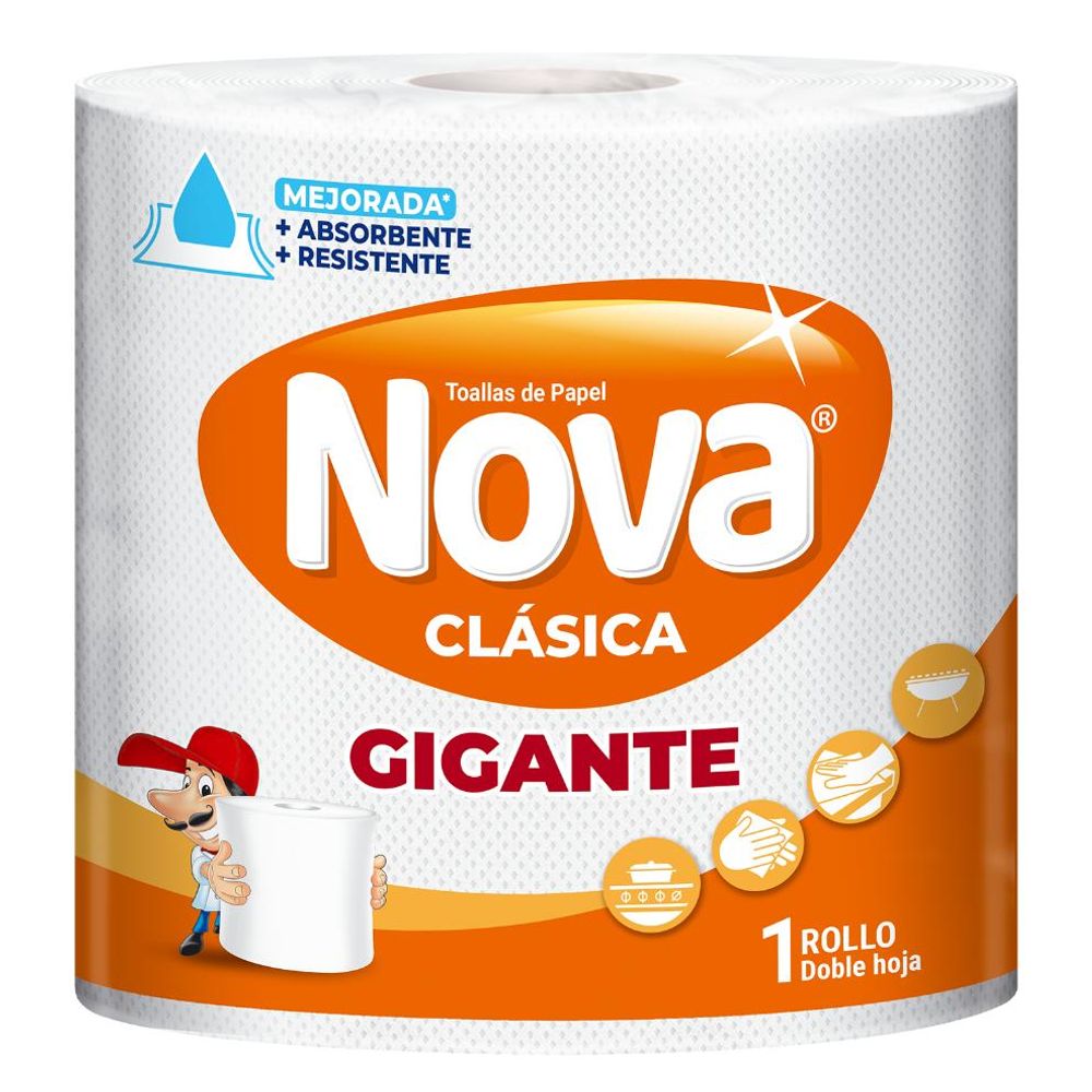 Papel Toalla NOVA Clásica Gigante Doble Hoja Paquete 1un