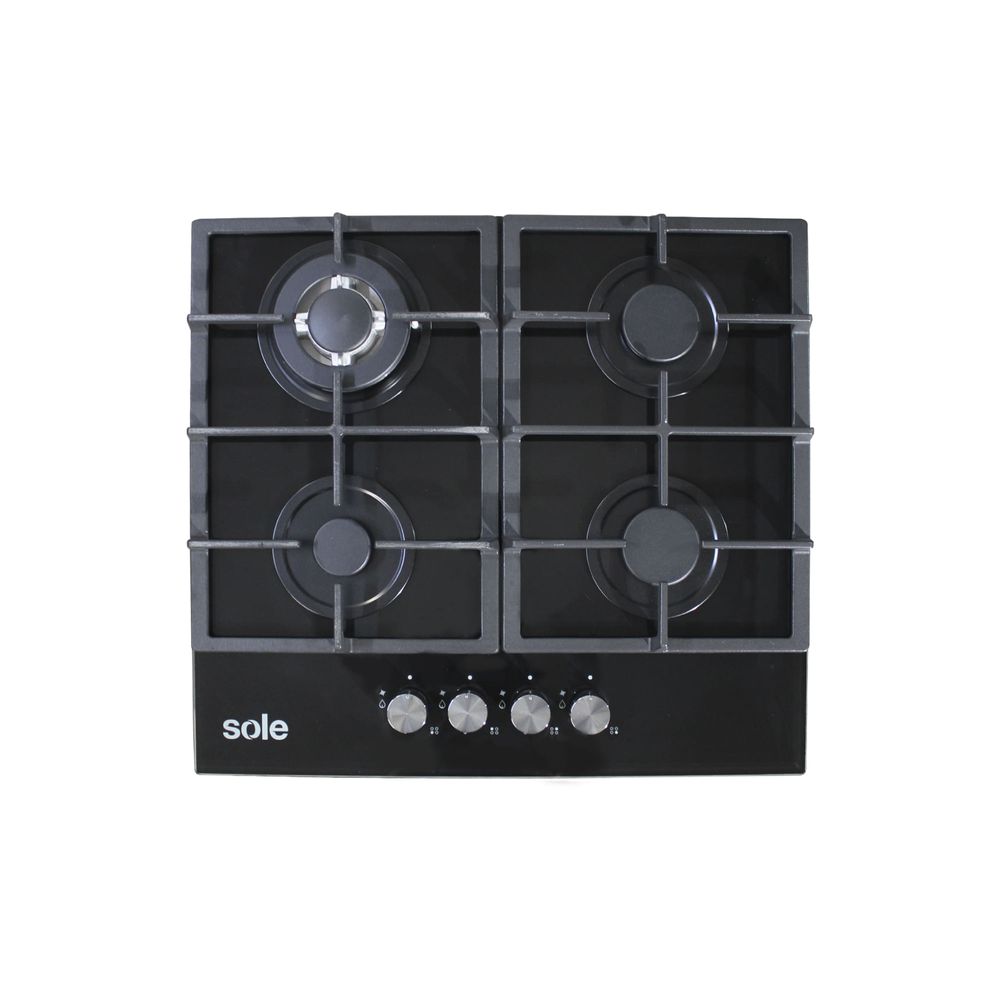 Cocina Empotrable a Gas SOLE 4 Quemadores Vidrio Templado SOLCO045V2 Negro