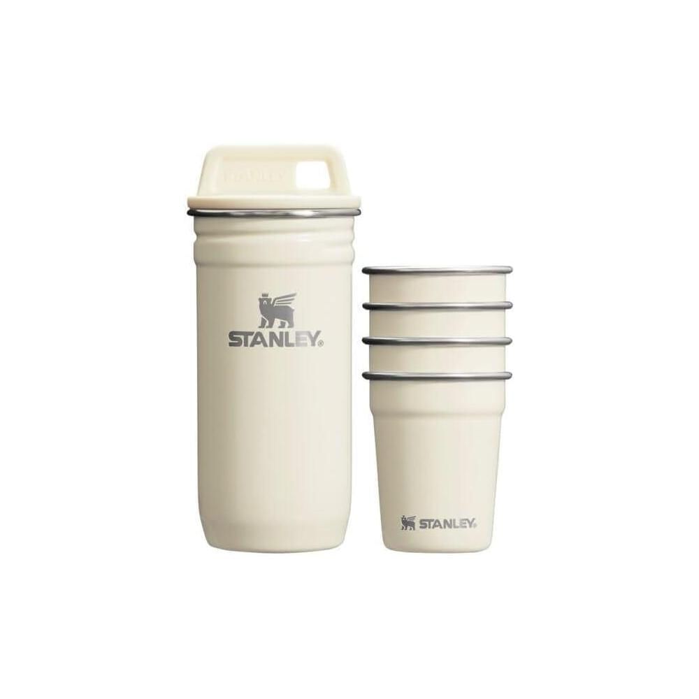 Juego de 4 vasos de chupito Stanley con funda resistente, ideales para camping