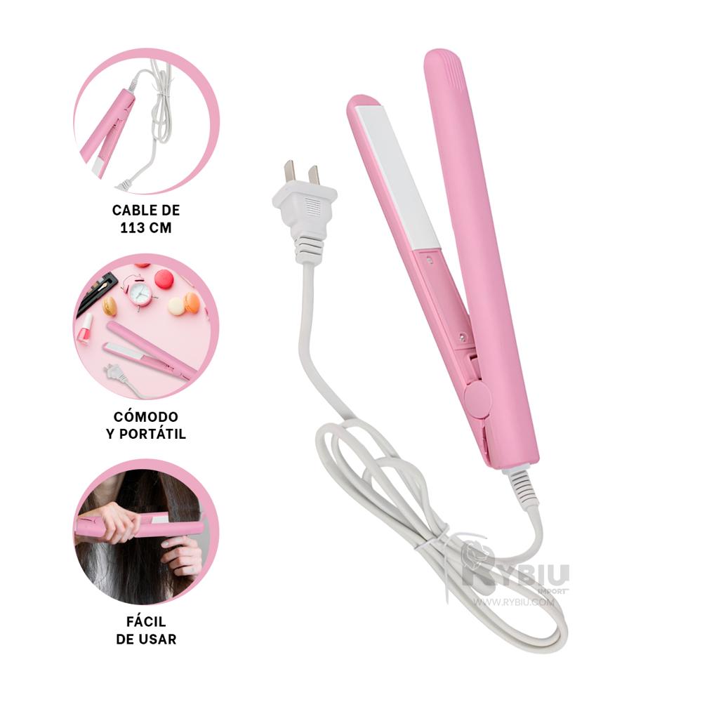 Planchador Alisa en Chico Rosado Y+Regalo Ligas para Peinar