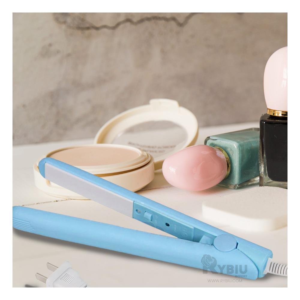 Plancha Portatil Mini de Cabello Celeste Y+Papel de Regalo