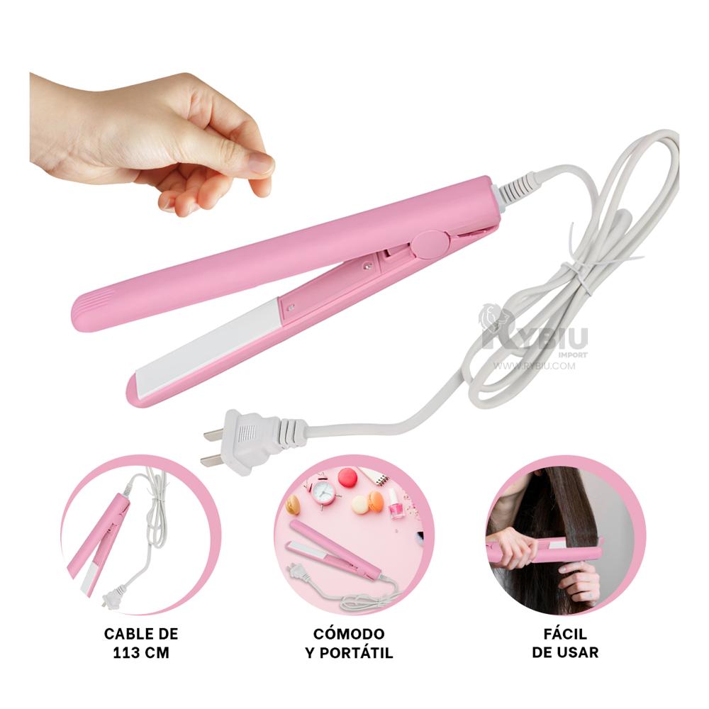 Planchador Versatil de Cabello Rosado Y+Ligas de Regalo