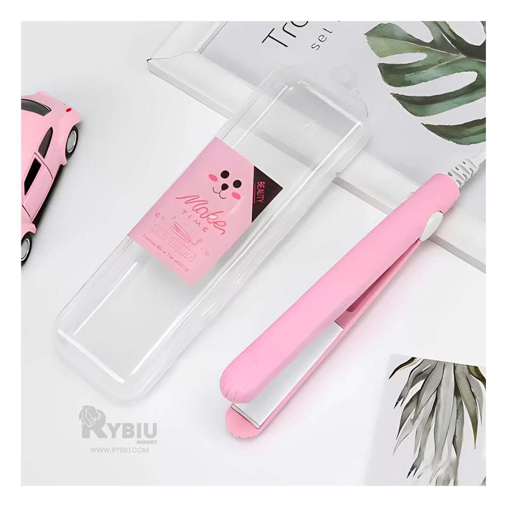 Plancha de Pelo Facil Uso Chico Rosado Y+Papel de Regalo