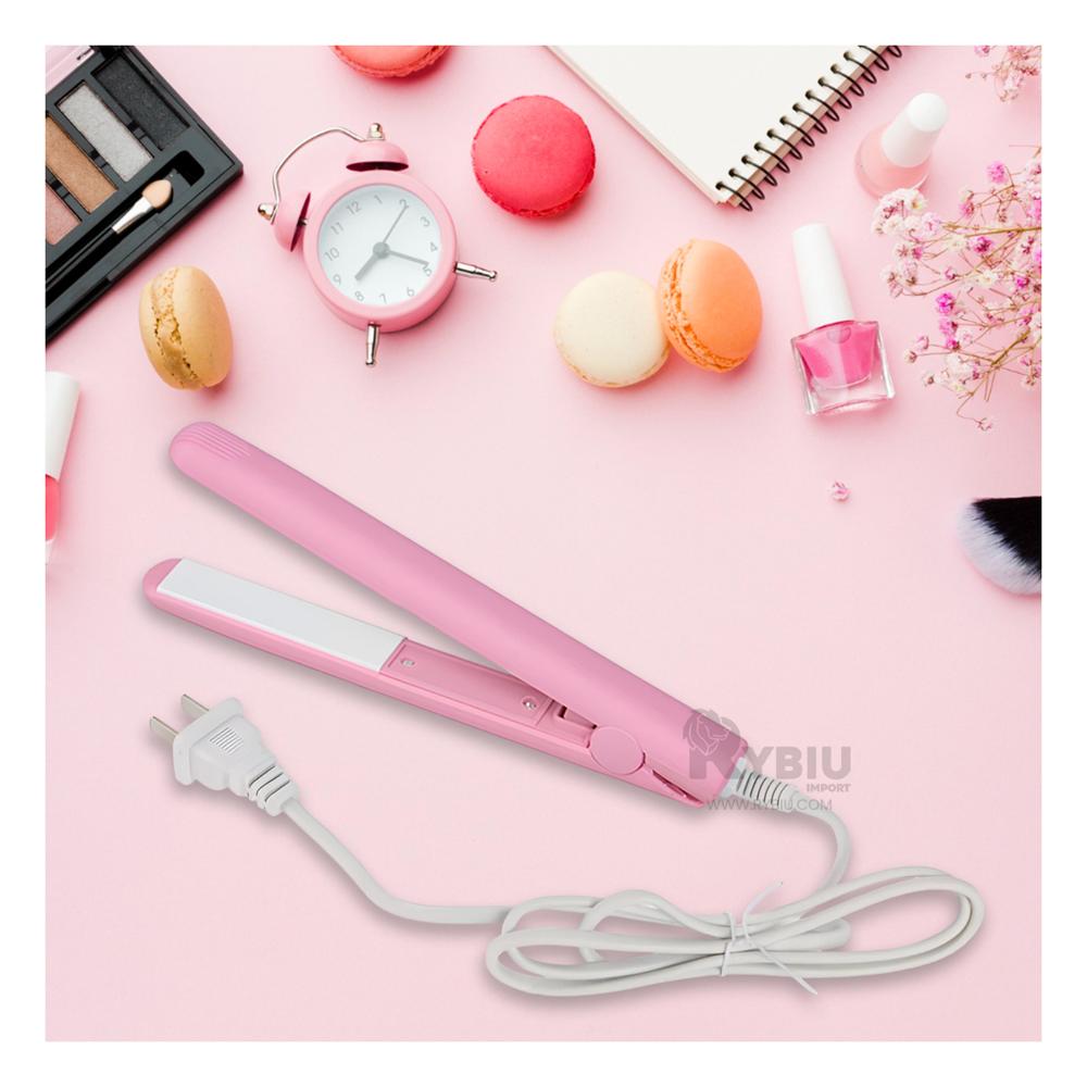 Plancha Portatil Mini de Cabello Rosado Y+Papel de Regalo