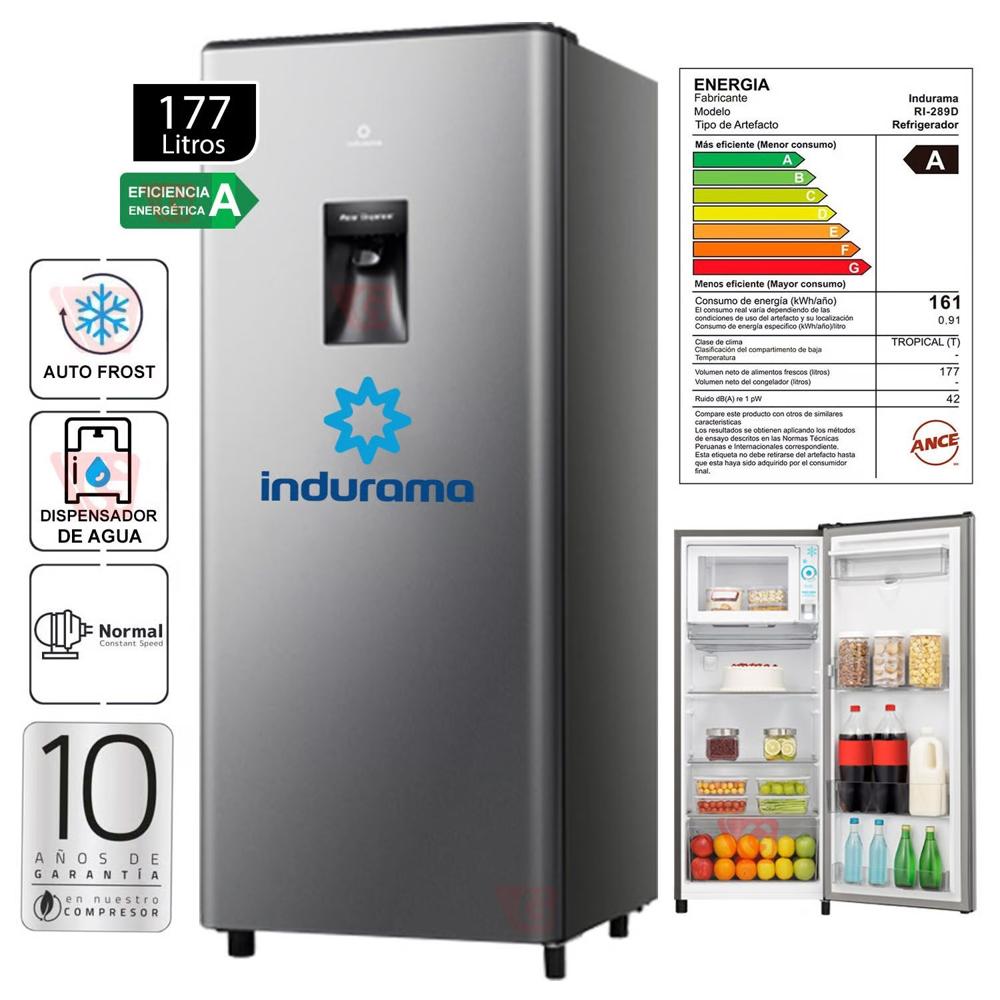 Refrigeradora de 177 Lts con Dispensador de Agua Indurama RI-289D Cromado