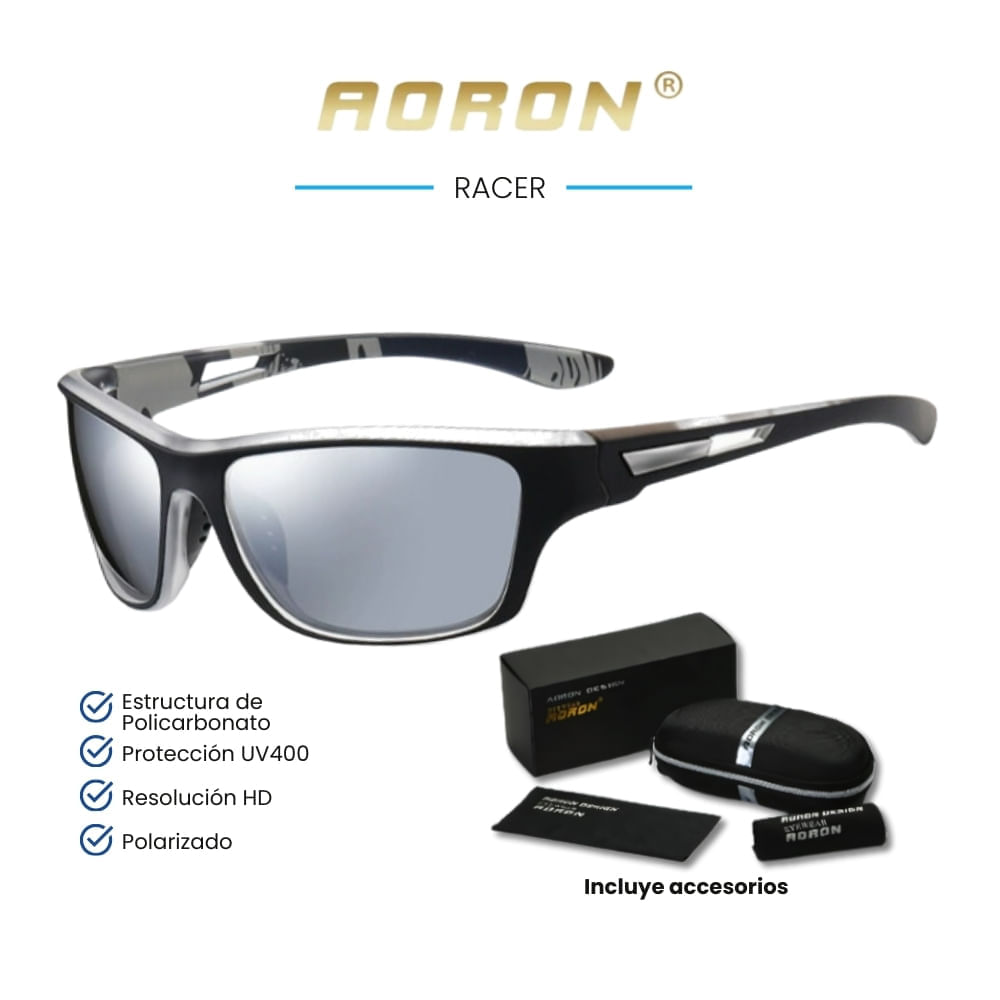 Lentes de sol Aoron - Racer- Polarizados UV400 - Plata
