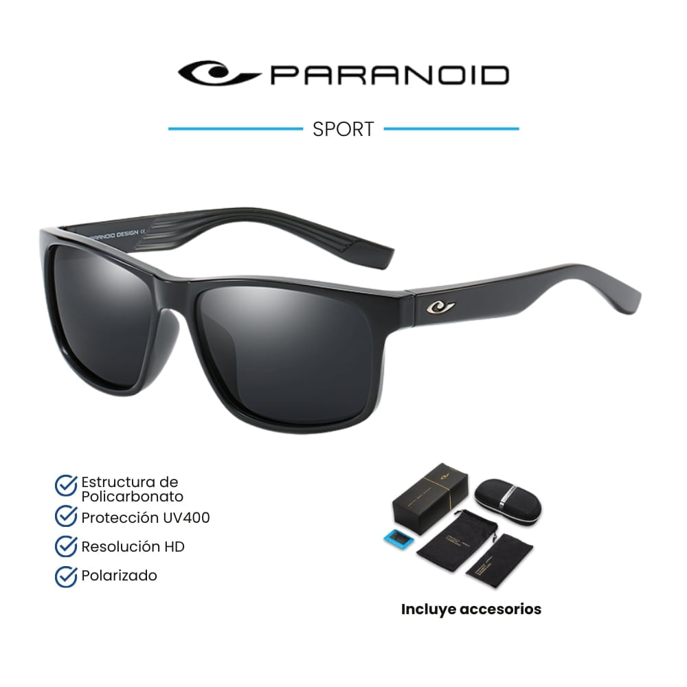 Lentes de sol Paranoid - Sport - Polarizados UV400 - Negro
