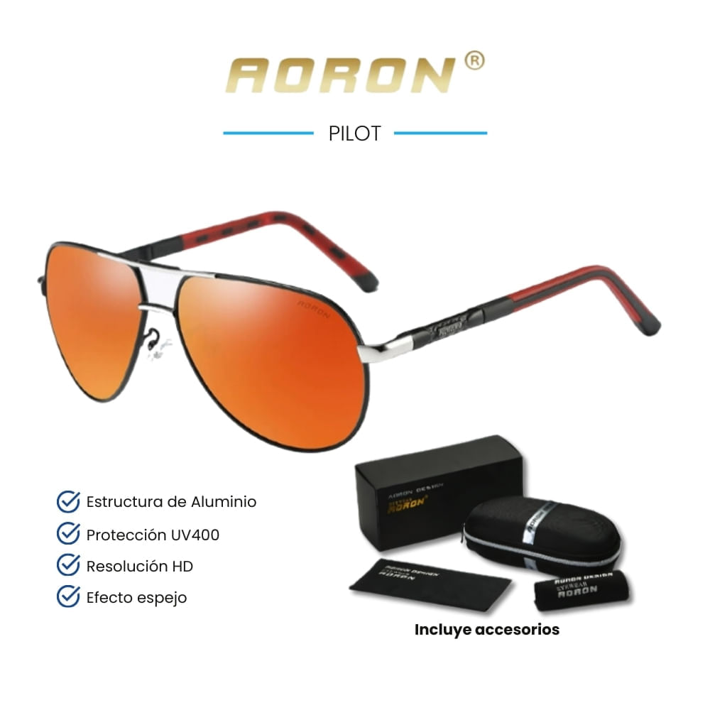 Lentes de sol Aoron - Pilot- Polarizados UV400 - Naranja