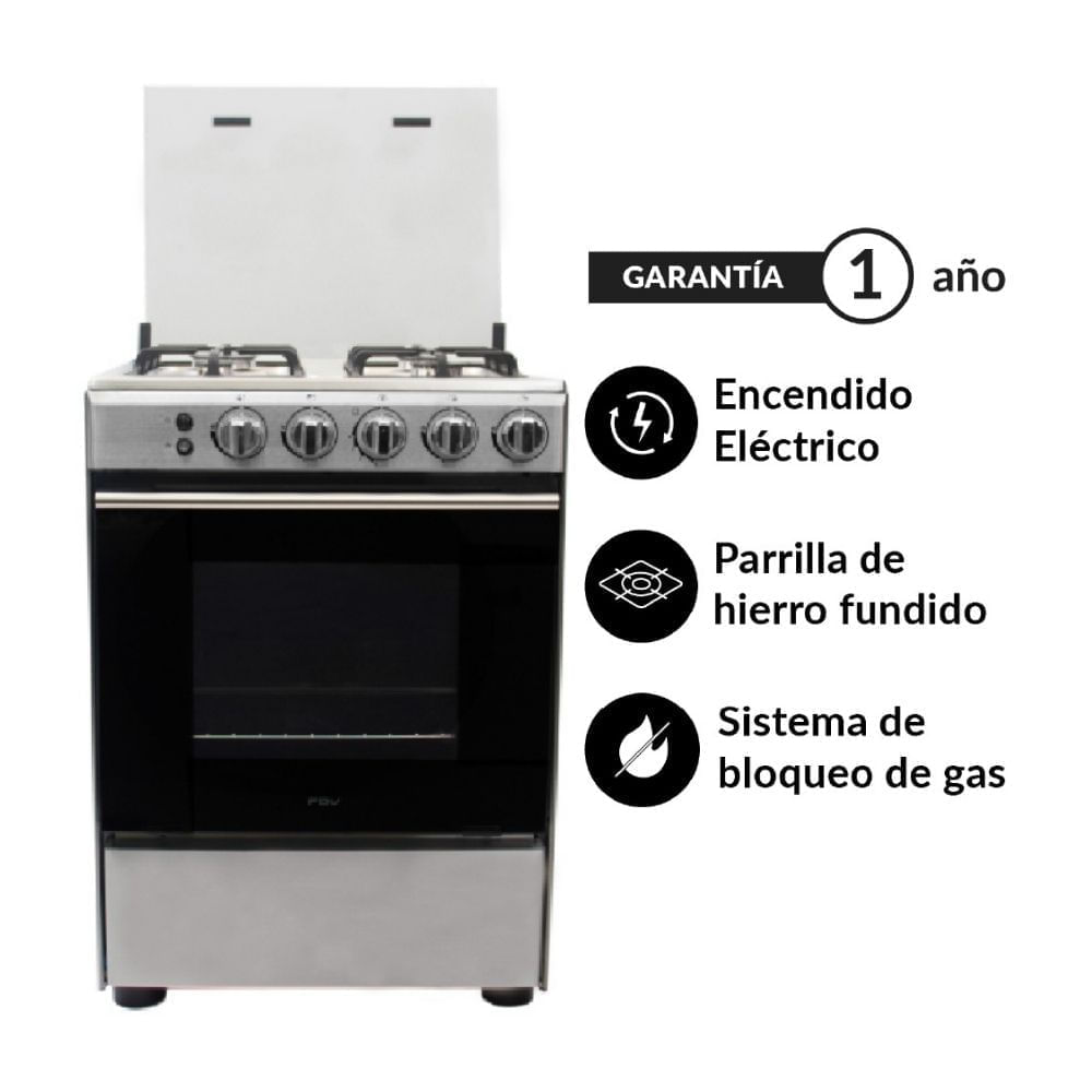 Cocina de pie a gas natural 24"" Class60 Fdv 4 hornillas