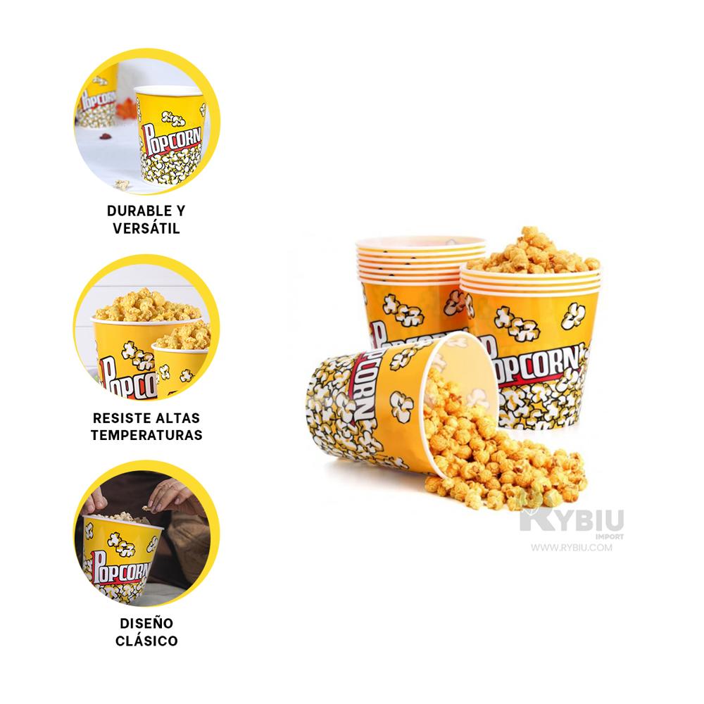 Balde de Facil Uso Popcorn 12x12cm Amarillo Y+Gift Stickers