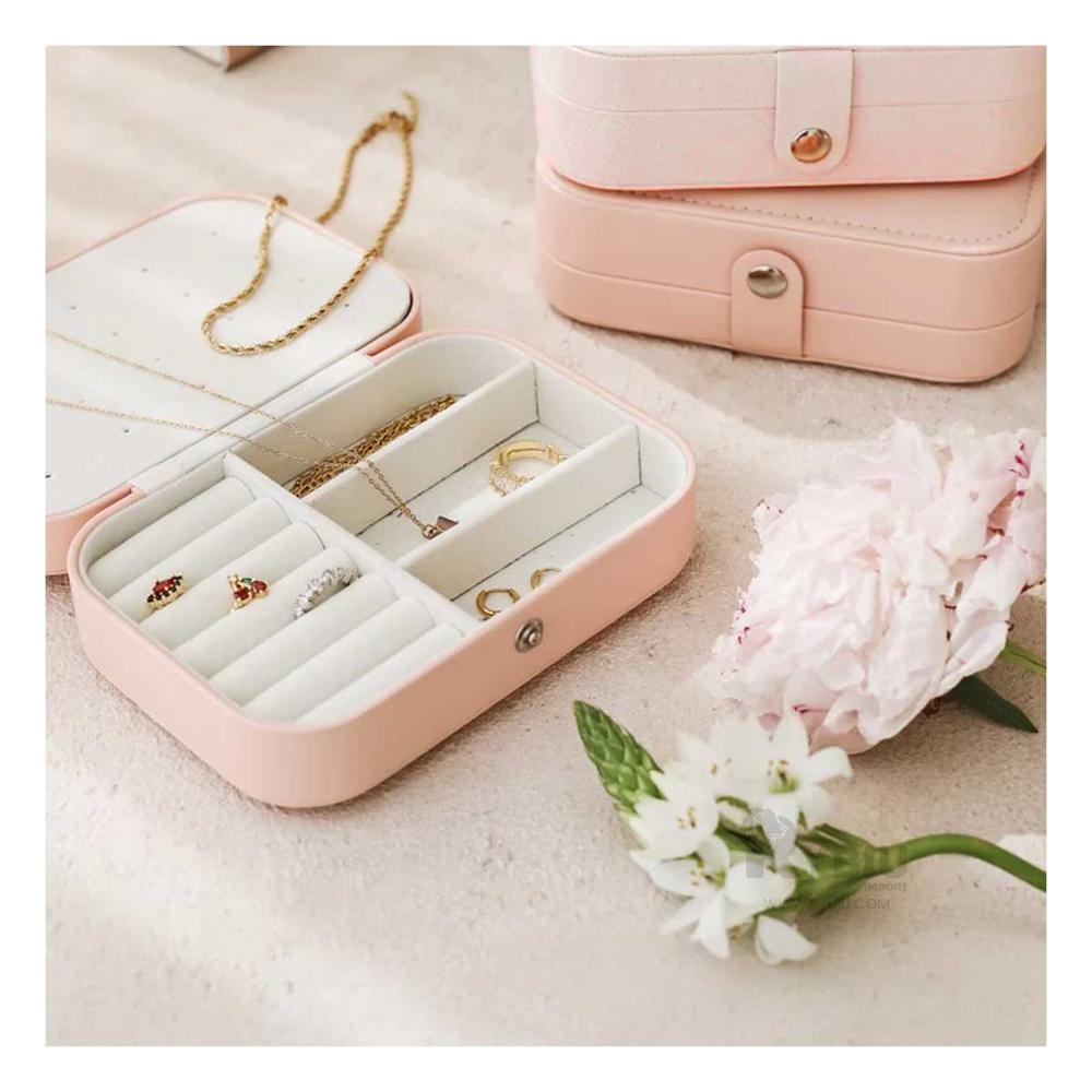 Joyero Organizador Transportable de Color Palo Rosa