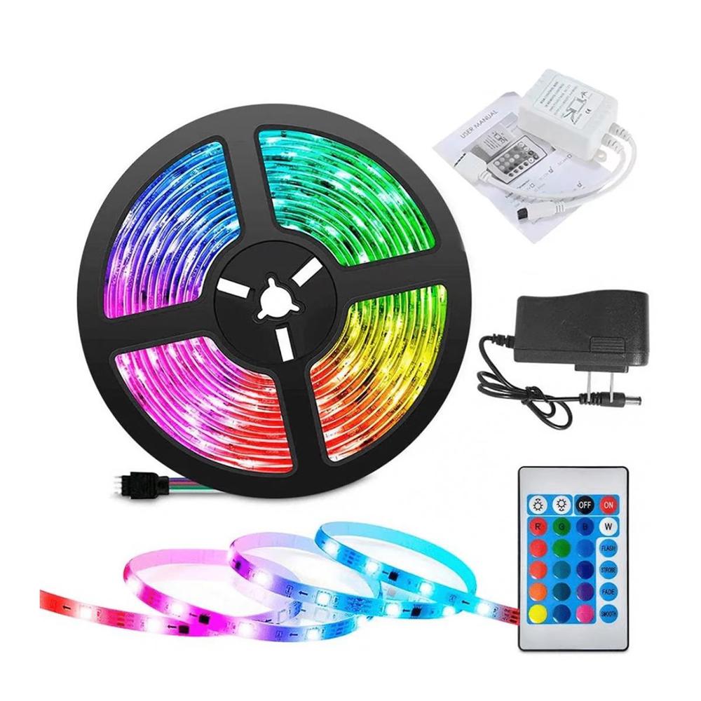 Set 2 Tiras LED RGB 5 metros 5050 IP64 Cinta Con Control Remoto
