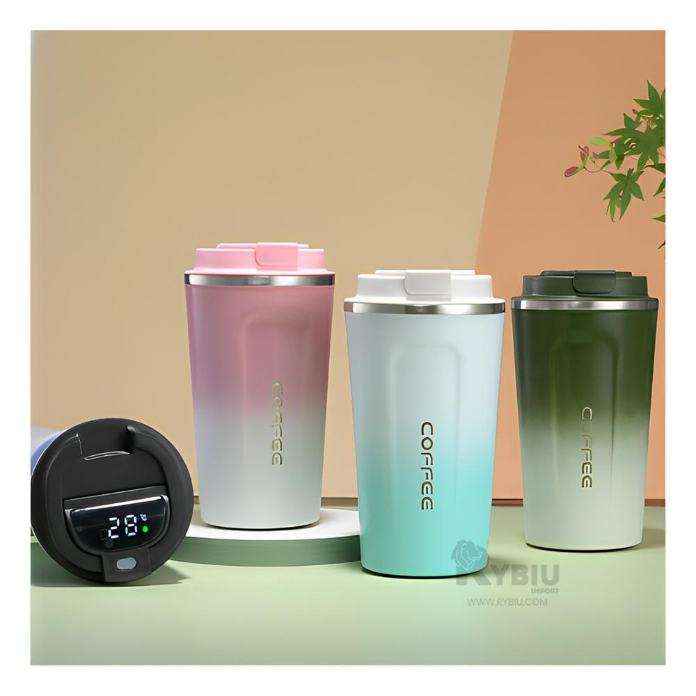 Taza con Medidor Termico Verde y Blanco Y+Gift MiniAgenda